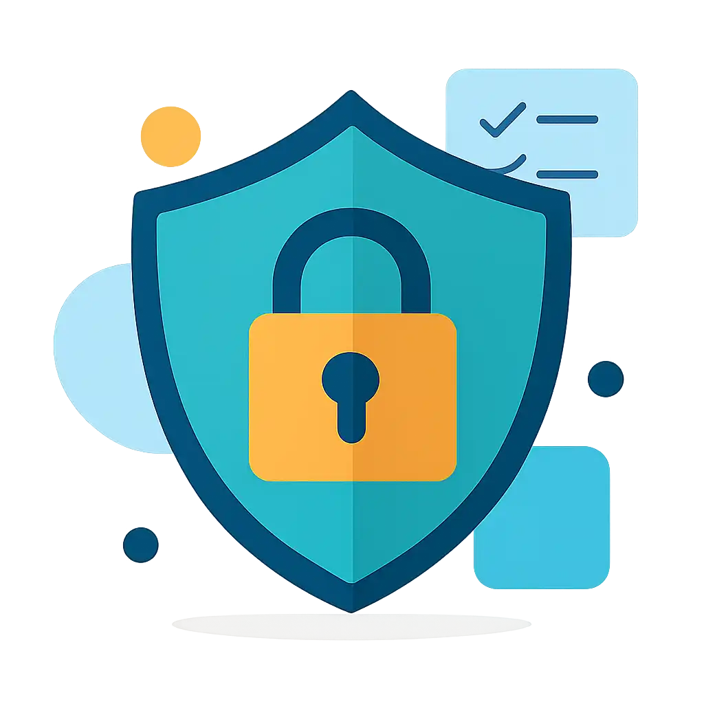 Security shield icon with lock: TC Game safety visualization